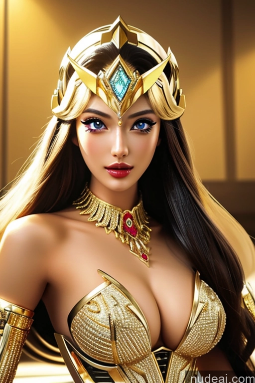 ai nude image of a close up of a woman in a gold costume with a sword pics of BarbieCore Diamond Jewelry Gold Jewelry SSS: A-Mecha Musume A素体机娘