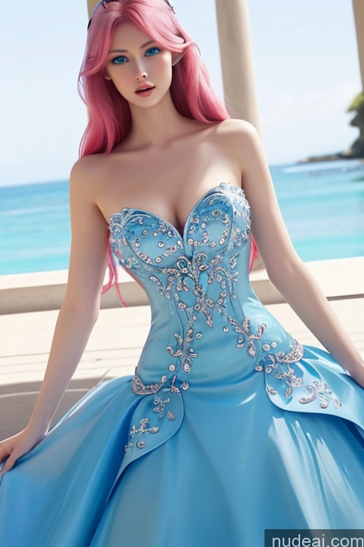 related ai porn images free for BarbieCore Haute Couture | Ball Gown Rainbow Haired Girl Deep Blue Eyes