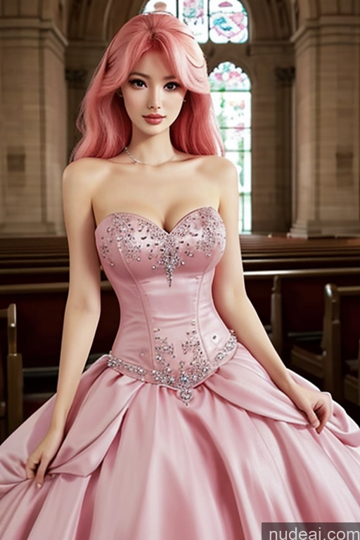 BarbieCore Haute Couture | Ball Gown Pink Hair Church Pearl Jewelry Jewelry