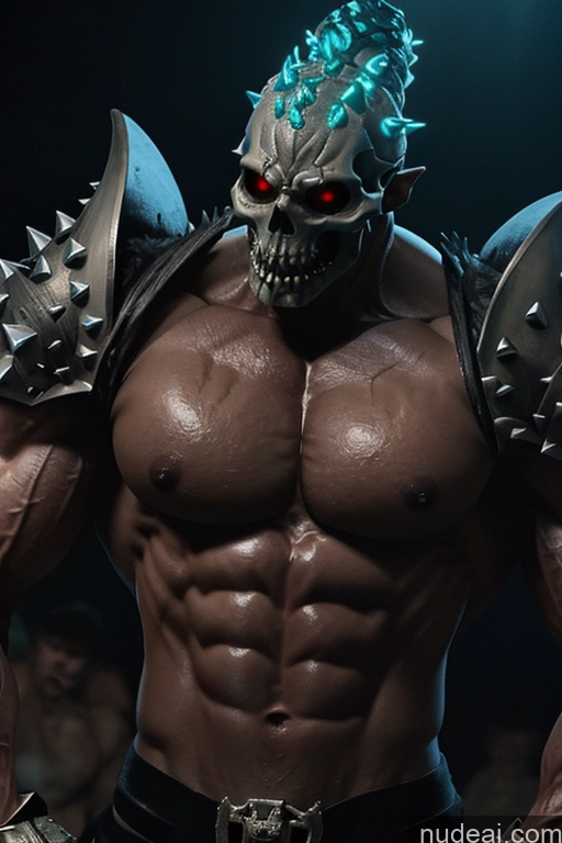 ai nude image of arafed male with a large muscular torso and a glowing head pics of Glowing, Skull, Armor, Spikes, Teeth, Monster, Dirty, Tentacles, Pus, Pimples, Crack, Truenurgle Bodybuilder Two Several