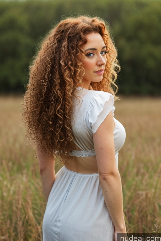 related ai porn images free for Ginger Medieval Curly Hair Thick Meadow Back View Irish