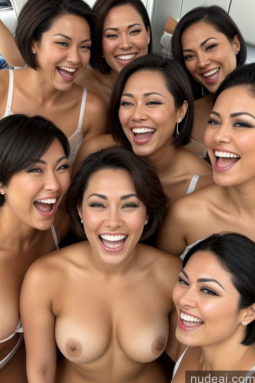 ai nude image of there are many women posing together for a picture together pics of Lingerie Model Small Tits Small Ass Short Hair Fairer Skin 30s Happy Blonde Black Hair Straight Flight Attendant Nude Beach Dark Skin Portuguese Polynesian Turkish Vietnamese Malaysian Indonesian Egyptian Two Laughing