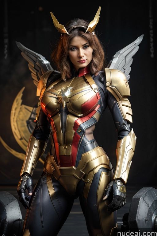 related ai porn images free for Superhero Captain Marvel SuperMecha: A-Mecha Musume A素体机娘 Woman Busty Abs Front View Bodybuilder Muscular Has Wings