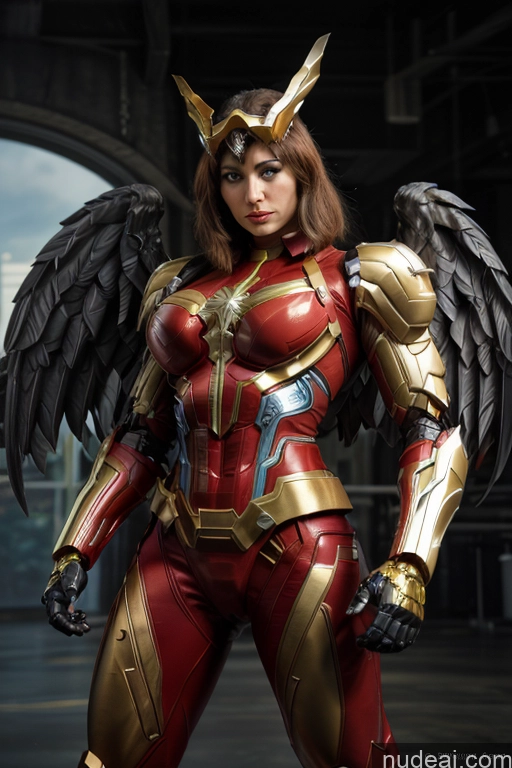 related ai porn images free for Superhero Captain Marvel SuperMecha: A-Mecha Musume A素体机娘 Woman Busty Abs Front View Bodybuilder Muscular Has Wings Angel