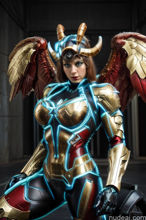 related ai porn images free for Superhero Captain Marvel SuperMecha: A-Mecha Musume A素体机娘 Woman Busty Abs Front View Bodybuilder Muscular Has Wings Angel Succubus Neon Lights Clothes: Blue