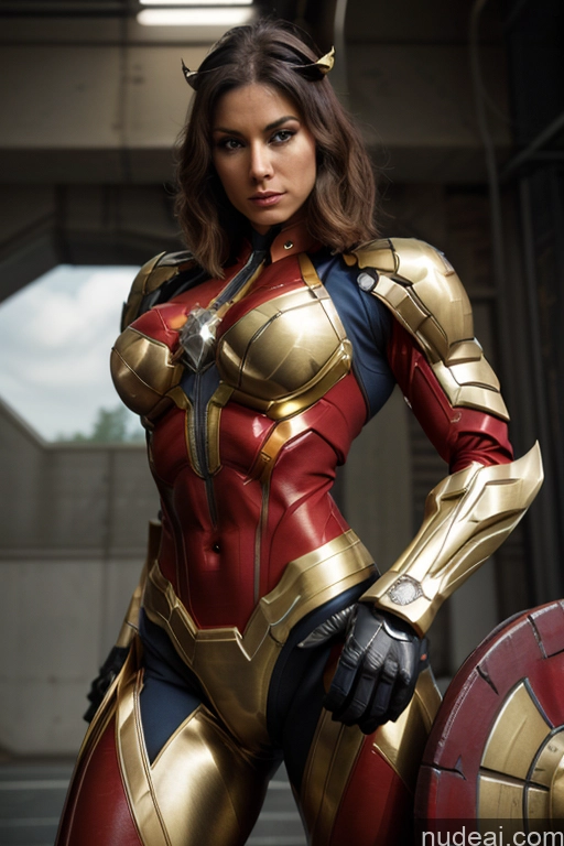 related ai porn images free for Superhero Captain Marvel SuperMecha: A-Mecha Musume A素体机娘 Woman Busty Abs Front View Bodybuilder Muscular Has Wings Angel