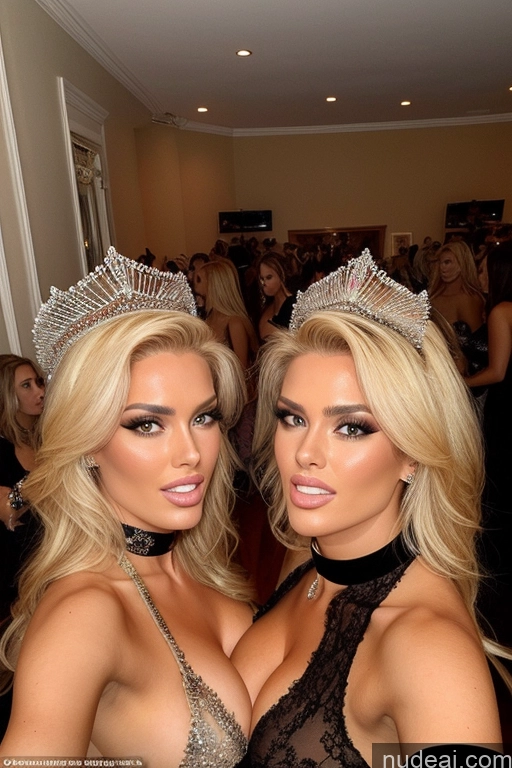 related ai porn images free for Miss Universe Model Huge Boobs 20s Two Several Party Mirror Selfie Shocked Close-up View Blonde Choker Topless