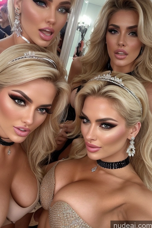 related ai porn images free for Miss Universe Model Huge Boobs 20s Two Several Party Mirror Selfie Shocked Close-up View Blonde Choker Topless