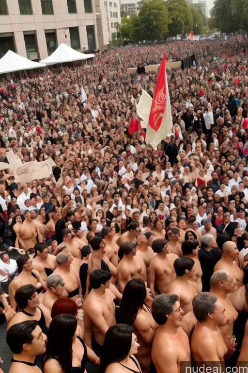 ai nude image of crowd of people standing in a square with a flag and a man holding a flag pics of Nude Seductive Big Ass One Busty Egyptian Front View 30s Two Several Party Woman + Man