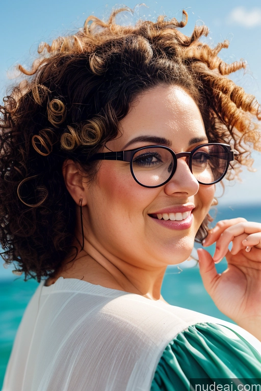 ai nude image of smiling woman with glasses on her face and a green dress pics of Milf Alternative One Glasses Huge Boobs Perfect Boobs Chubby Curly Hair 30s Happy Seductive Black Hair Hair Bun