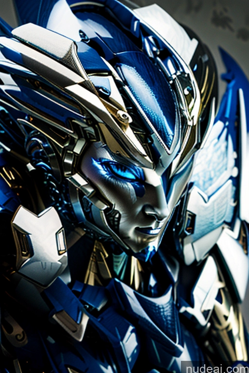 ai nude image of a close up of a robot with a blue and silver costume pics of SSS: A-Mecha Musume A素体机娘 REN: A-Mecha Musume A素体机娘 ARC: A-Mecha Musume A素体机娘 SuperMecha: A-Mecha Musume A素体机娘 A1: A-Mecha Musume A素体机娘 Gold Jewelry Deep Blue Eyes Rainbow Haired Girl