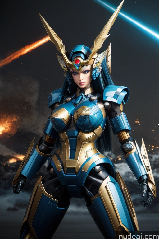 related ai porn images free for SuperMecha: A-Mecha Musume A素体机娘 Gold Jewelry Deep Blue Eyes Rainbow Haired Girl Battlefield Two Several