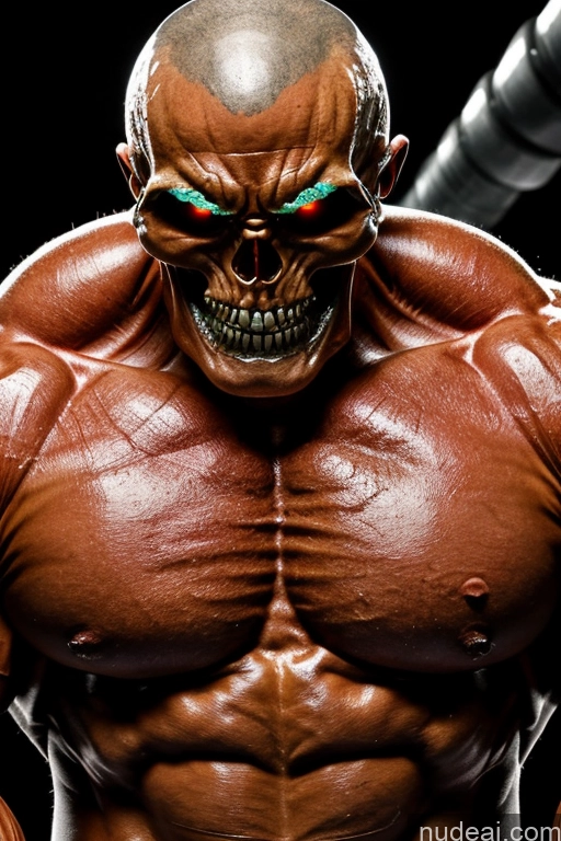 ai nude image of a close up of a man with a large muscular body and a baseball bat pics of Bodybuilder Glowing, Skull, Armor, Spikes, Teeth, Monster, Dirty, Tentacles, Pus, Pimples, Crack, Truenurgle