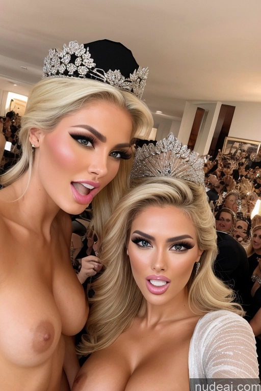 related ai porn images free for Miss Universe Model Huge Boobs 20s Two Several Party Mirror Selfie Shocked Close-up View Blonde