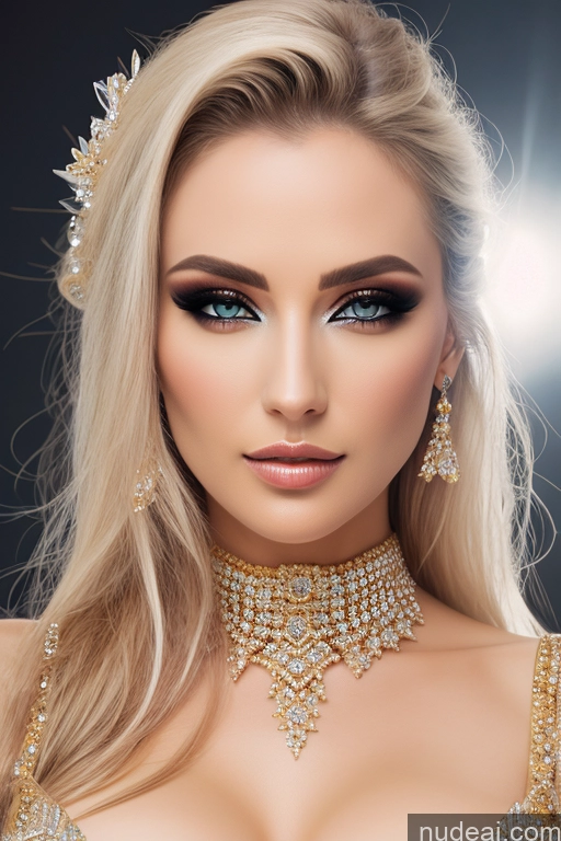 ai nude image of a close up of a woman with a necklace and earrings pics of Diamond Jewelry Gold Jewelry Elemental Series - Ice Snow