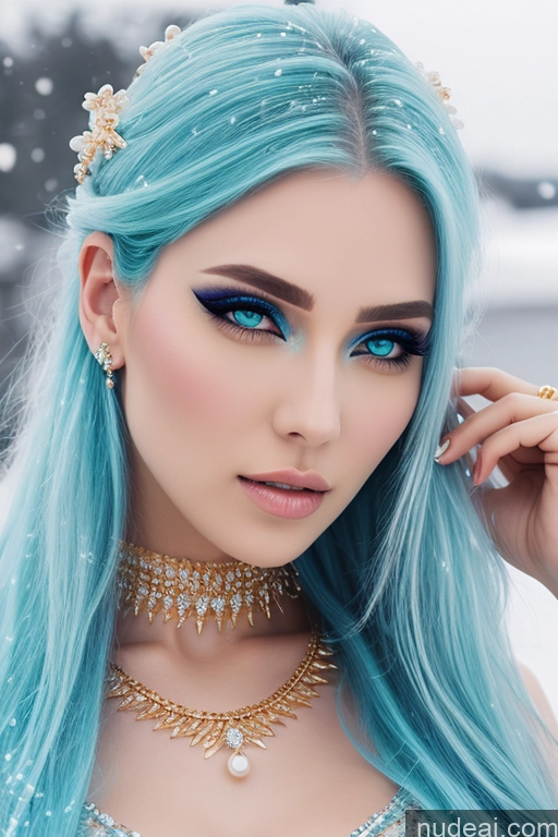 ai nude image of a close up of a woman with blue hair wearing a choke and a choke necklace pics of Gold Jewelry Elemental Series - Ice Snow Diamond Jewelry Pearl Jewelry Transparent Gtv Style Rainbow Haired Girl