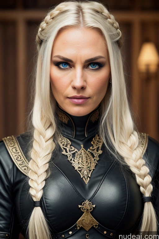 related ai porn images free for Detailed Dark Lighting Gold Jewelry Viking Traditional Steampunk Medieval Leather Fantasy Armor Serious Angry Blonde White Hair Braided Scandinavian German