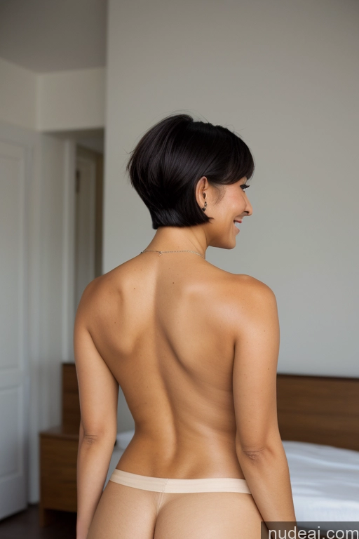 ai nude image of arafed woman in a thongie standing in a bedroom pics of Model One Small Tits Small Ass Short Hair Pubic Hair Fairer Skin Dark Skin 40s Happy Sexy Face Black Hair Straight Ponytail Bobcut Vietnamese Native American Polynesian Back View Bending Over Long Skirt Nude Transparent Topless Partially Nude Cleavage Jewelry