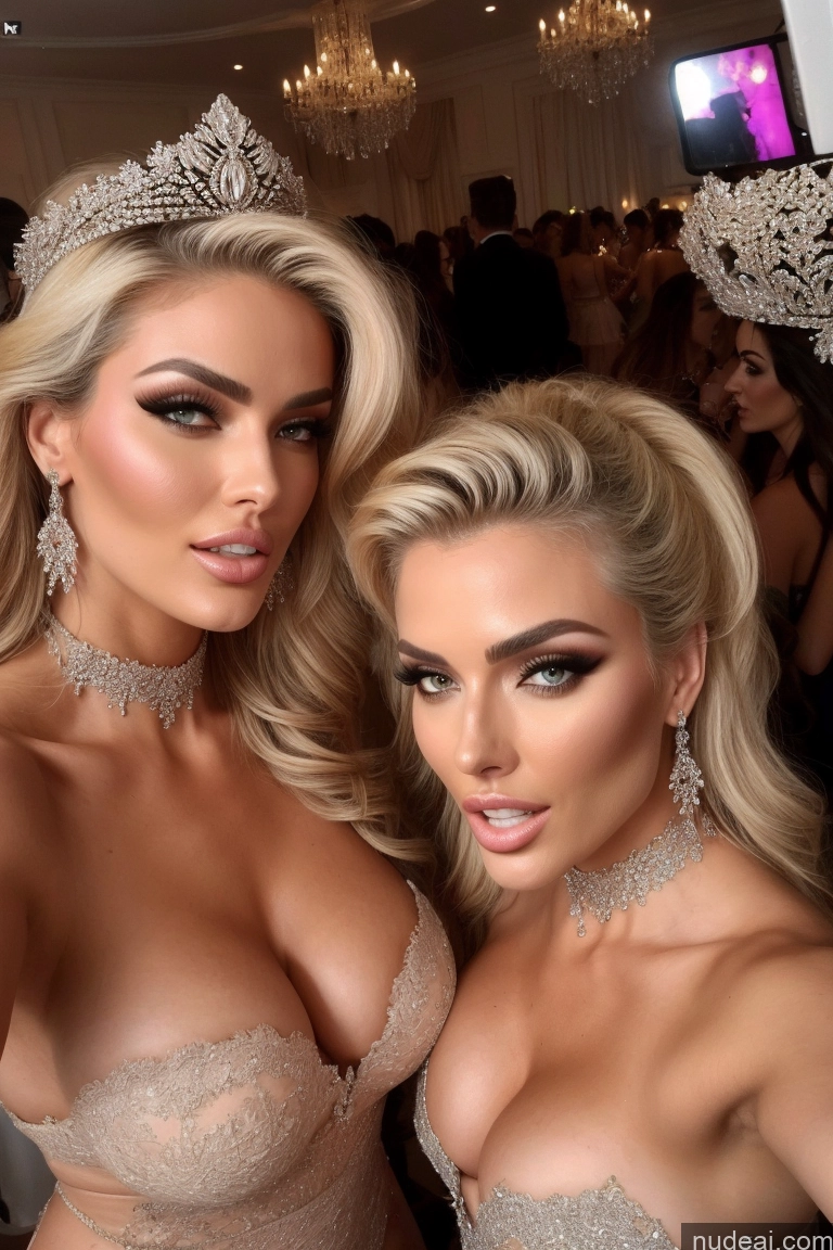 related ai porn images free for Miss Universe Model Huge Boobs 20s Two Several Party Mirror Selfie Close-up View Shocked Front View Blonde Choker