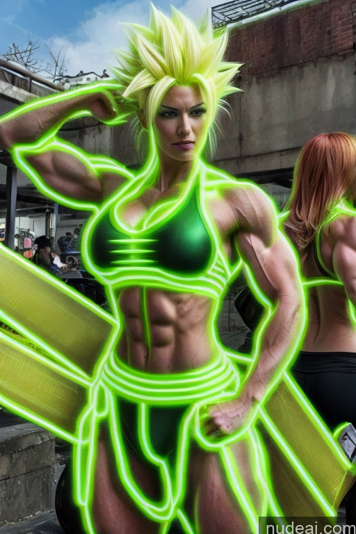 related ai porn images free for Super Saiyan Busty Neon Lights Clothes: Green Front View Green Hair Muscular Several Two Science Fiction Style Neon Lights Clothes: Yellow