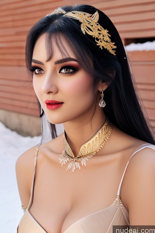 ai nude image of araffe woman with a gold necklace and a gold choke pics of TangWuTong Busty Snow Gold Jewelry Diamond Jewelry