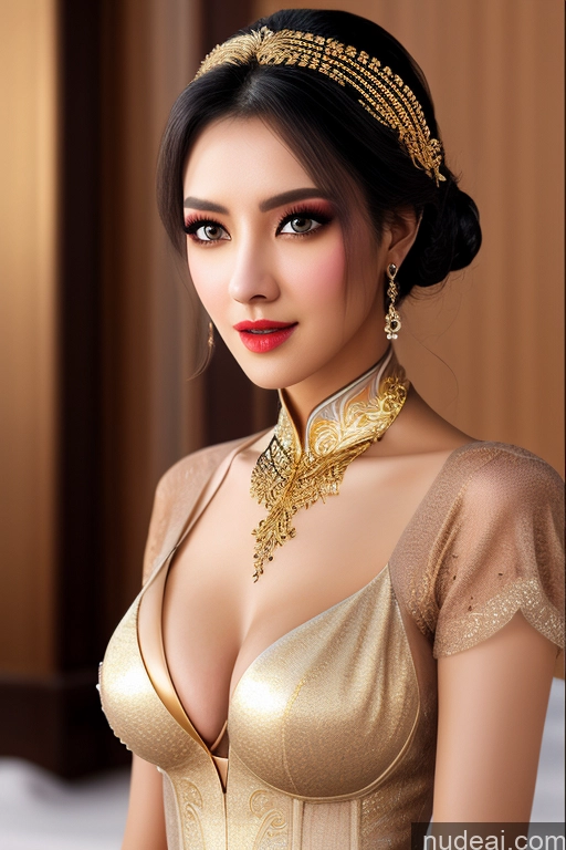 ai nude image of araffe woman in a gold dress with a gold necklace and earrings pics of TangWuTong Busty Snow Gold Jewelry Diamond Jewelry