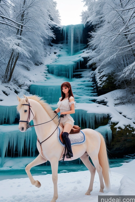 related ai porn images free for Soft Anime Wooden Horse Looking At Sky Elemental Series - Ice Waterfall Forest