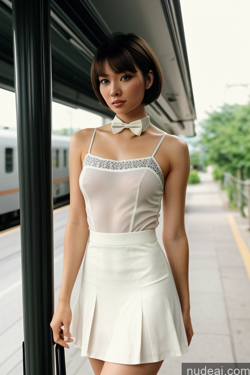 ai nude image of araffed asian woman in white dress standing on platform next to train pics of Sorority Skinny Small Tits Short Small Ass 18 Asian Japanese Filipina Film Photo Skin Detail (beta) Kilt Long Skirt Chemise Sailor Thigh Socks Transparent Detailed Military Bus Street Train Bobcut Short Hair 60s 70s Vintage Dark Lighting Bow Tie