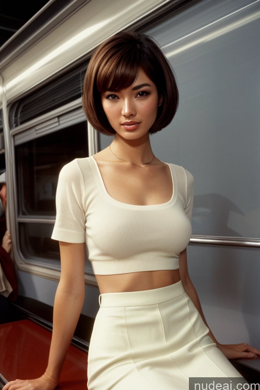 ai nude image of arafed woman in white skirt and crop top on train pics of Skinny Small Tits Short Small Ass 18 Asian Japanese Filipina Film Photo Skin Detail (beta) Long Skirt Thigh Socks Transparent Detailed Military Bus Street Train Bobcut Short Hair 60s 70s Vintage Dark Lighting High Socks Shirt Two Pubic Hair Spreading Legs