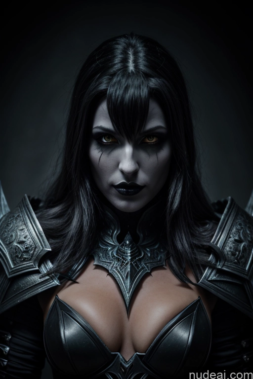 ai nude image of a close up of a woman in a black costume with a sword pics of Dark Lighting Detailed Death Knight Paladin Fashion Vampire Medieval Goth Dark_Fantasy_Style Dark Fantasy Film Photo