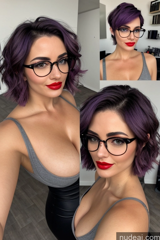 related ai porn images free for Two Busty Perfect Boobs Glasses Beautiful Lipstick 18 Short Hair Purple Hair Spanish 3d Strip Club Yoga Nude Bright Lighting Detailed Back View