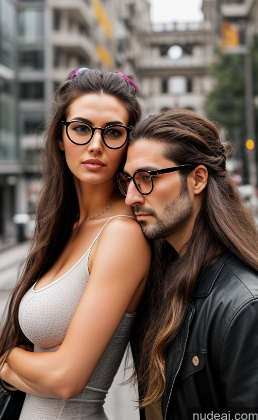 related ai porn images free for Two Huge Boobs Short Long Hair Glasses Sexy Face Brunette Hair Bun 3d Detailed Nude