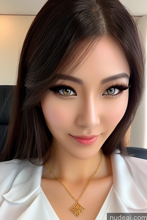 ai nude image of araffe asian woman with a necklace and a white shirt pics of Ning Rong Rong Transparent Gold Jewelry Diamond Jewelry Flight Attendant