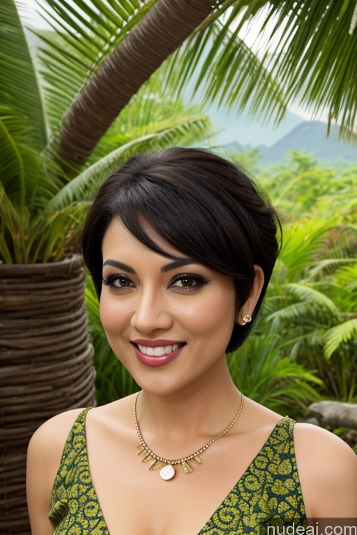 ai nude image of araffe woman in a green dress smiling at the camera pics of Traditional Jungle Fairer Skin Straight Mountains Lake Black Hair Indonesian Woman Indian Pubic Hair Small Tits Hair Bun Polynesian Seductive Sexy Face Happy 50s Sari Painting Short Hair Front View