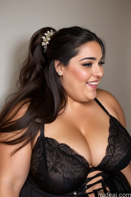 ai nude image of there is a woman in a black bra top and a black dress pics of Happy Big Ass Long Hair Busty Short 20s Front View Straight One Fat Nude Arabic Close-up View Egyptian Illustration Chubby Laughing Black Hair Middle Eastern Side View Bra Corset