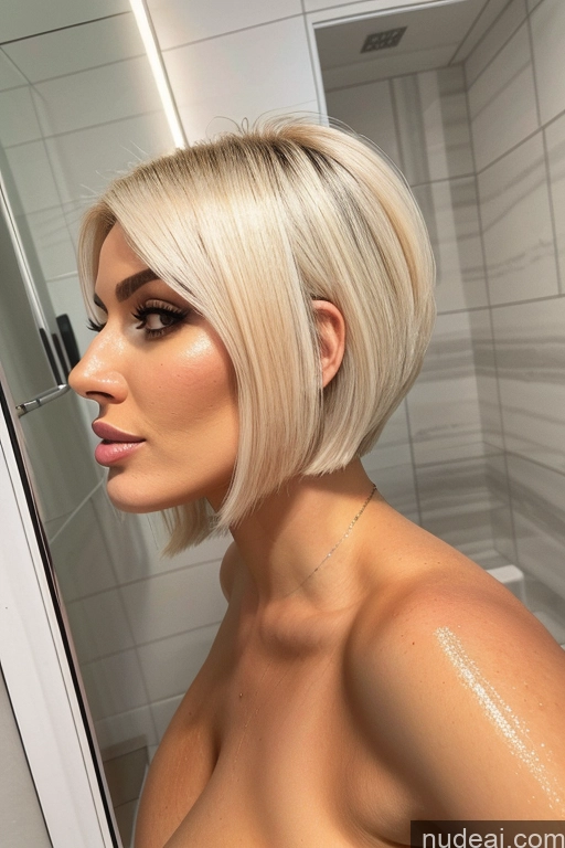 ai nude image of blond woman with a short bob cut and a big breast pics of Several Busty 20s Sexy Face Black Hair Bobcut Brazilian Mirror Selfie Shower Front View Side View Back View Close-up View Spreading Legs Nude Bimbo