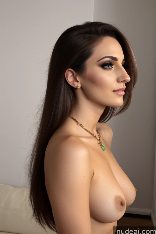 ai nude image of arafed woman with a necklace and a necklace on her neck pics of Detailed Bright Lighting Jewelry Nude Italian Straight 20s One Woman Fairer Skin Side View Orgasm Brunette Blonde