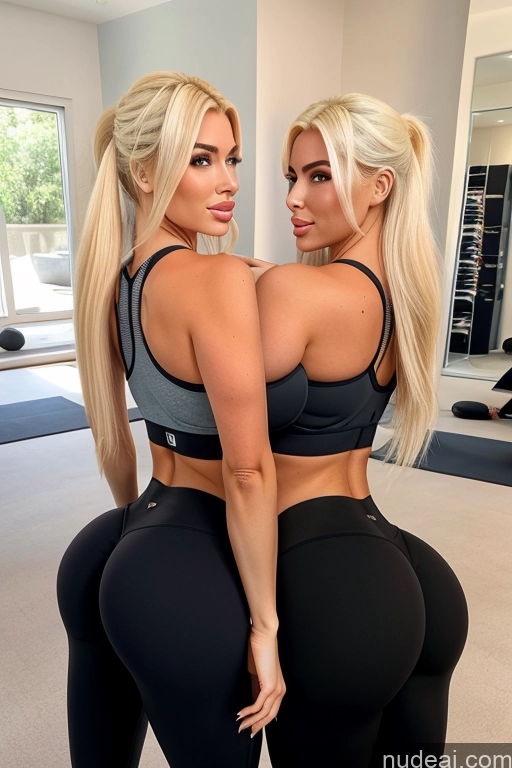 related ai porn images free for Bimbo Two Busty Huge Boobs Yoga Pants Sports Bra Straight Blonde Bedroom Side View Back View T-pose Several