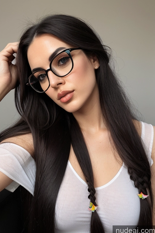 related ai porn images free for Woman One Glasses Long Hair 18 Black Hair Pigtails Crop Top Mirror Selfie Small Tits Pouting Lips