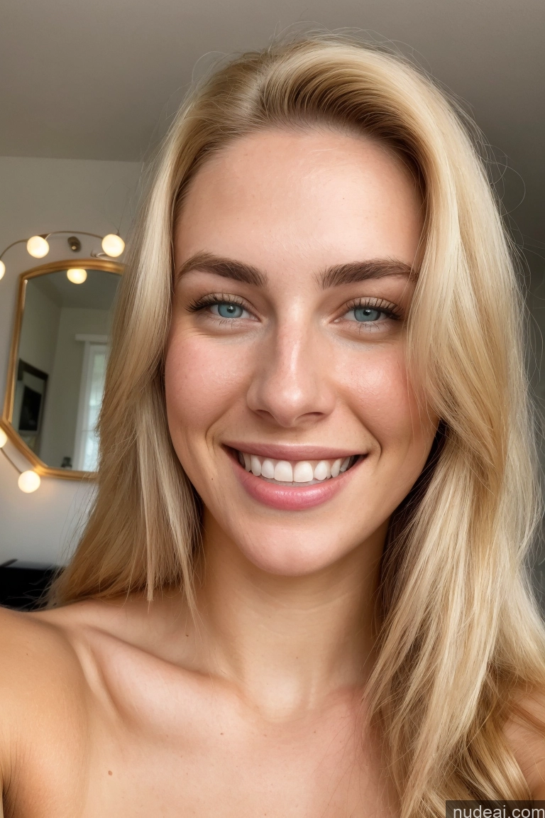 related ai porn images free for Woman One Beautiful 18 Happy Blonde Hair Bun German Mirror Selfie Bedroom Front View Nude