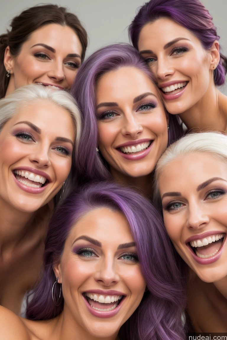 related ai porn images free for Beautiful Nude 20s White Perfect Boobs Model Laughing Happy Watercolor Hair Bun Several Purple Hair