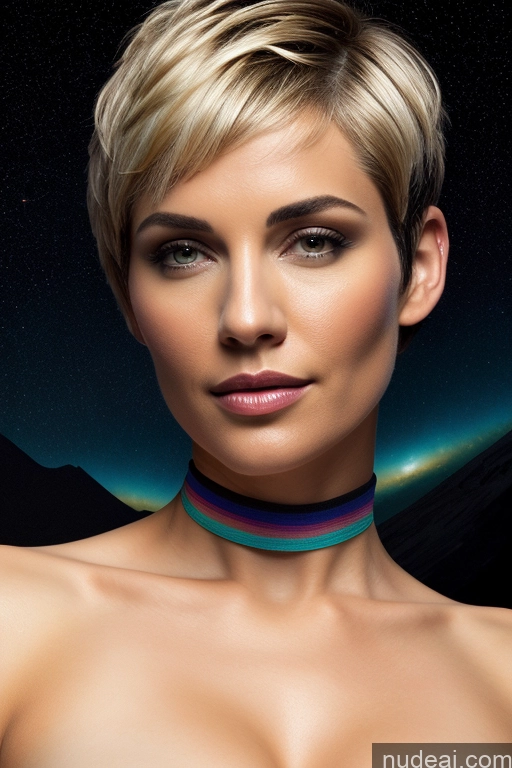 ai nude image of blond woman with a choke and a choker on her neck pics of Athlete Short Hair Egyptian Rainbow Haired Girl Close-up View Nude 50s Stargazing Perfect Boobs Choker Straddling