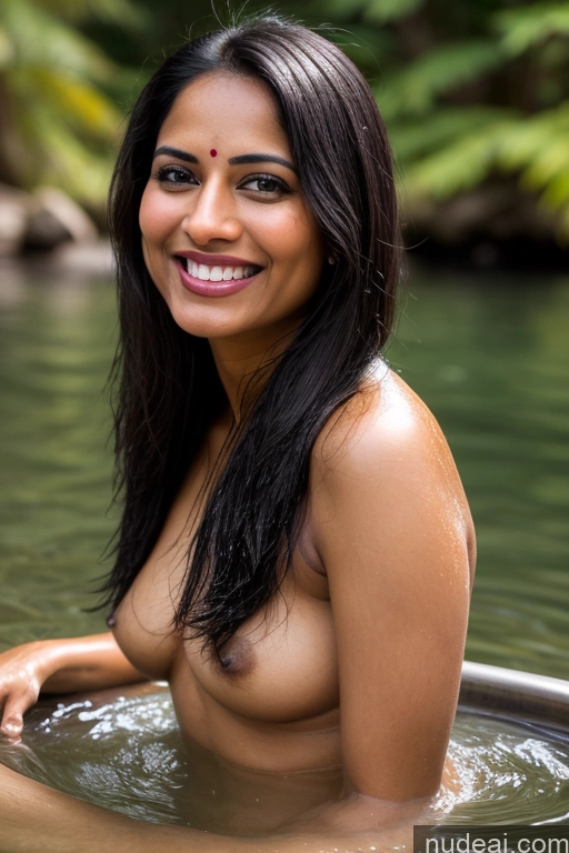 related ai porn images free for Model One Happy Black Hair Straight Lake Bathing Satin Traditional Partially Nude Indian Sari 30s