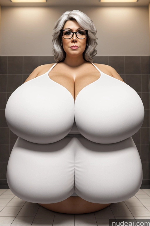 ai nude image of araffe woman with big breasts in a bathroom with tiled floor pics of Beautiful Big Ass 80s White Hair Straight 3d Bathroom Front View T-pose Nude Detailed Milf Small Tits Thick Perfect Boobs Huge Boobs Busty Short Serious Seductive