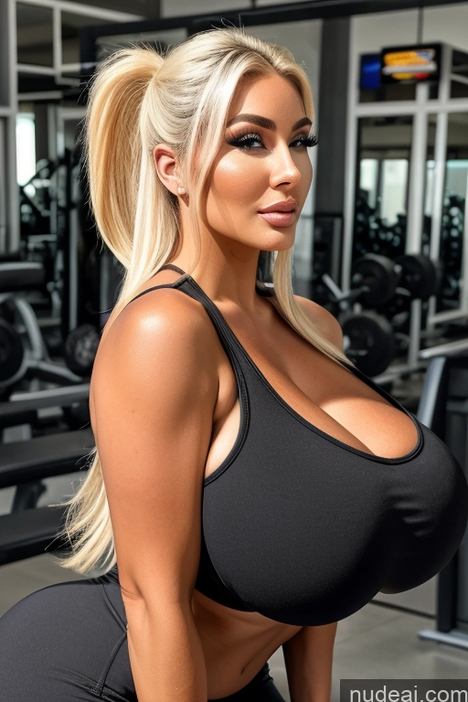 ai nude image of arafed woman in a black sports bra top posing in a gym pics of Bimbo Two Huge Boobs Perfect Boobs Beautiful Big Ass Thick 18 Shocked Korean Gym Yoga Side View Yoga Pants Tank Top