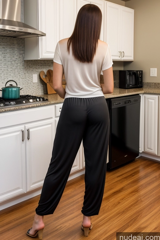 related ai porn images free for Woman Cooking Back View Kitchen 18 Short Skinny Blouse Casual Harem Pants