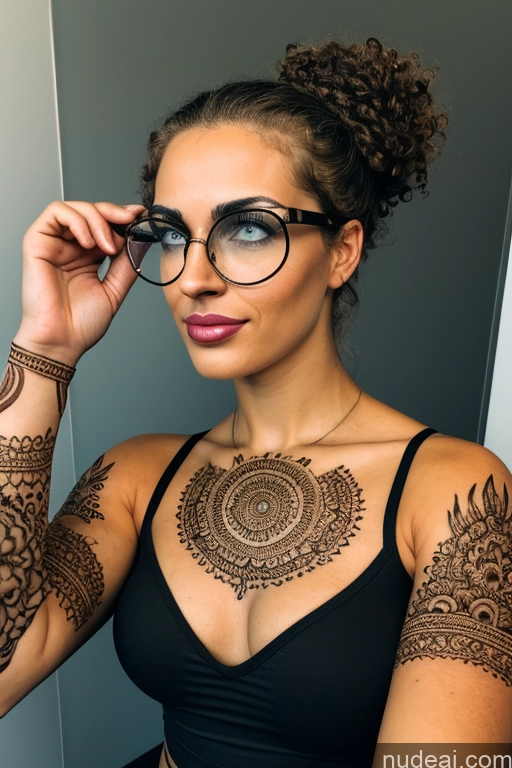 ai nude image of arafed woman with glasses and a tattoo on her arm pics of Woman One Perfect Boobs Glasses Tattoos Big Ass Thick Curly Hair Oiled Body 18 Ahegao Brunette Messy Arabic Mirror Selfie Bathroom Front View Spreading Legs Nude