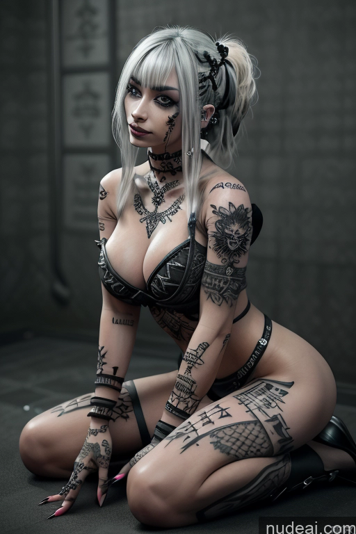 related ai porn images free for Bimbo Close-up View Nude Perfect Boobs Gothic Punk Girl Green Hair Tattoos