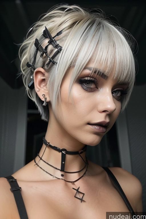 related ai porn images free for Bimbo Close-up View Nude Perfect Boobs Short Hair Gothic Punk Girl