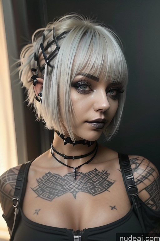 related ai porn images free for Bimbo Close-up View Nude Perfect Boobs Short Hair Gothic Punk Girl Green Hair